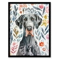 thumbnail image 1 of Artery8 Elegant Great Dane Dog Lover Floral Pet Portrait Living Room Art Print Framed Poster Wall Decor 12x16 inch, 1 of 3