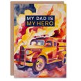 thumbnail image 1 of Artery8 Father's Day Card My Hero Fireman Firefighter Truck For Him Dad Father Greeting Card, 1 of 3