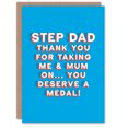 thumbnail image 1 of Artery8 Father's Day Card Stepdad You Deserve A Medal Fun Funny Cheeky Humour Joke For Him Dad Father Greeting Card, 1 of 3