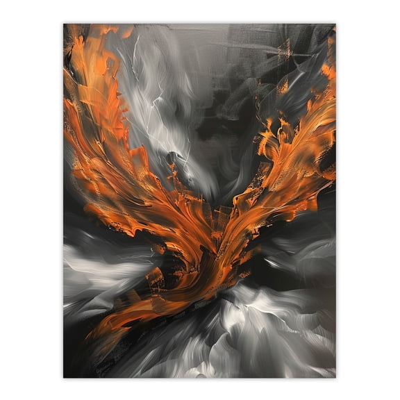 Artery8 Firebird Phoenix Abstract Painting Flame Wings Living Room Unframed Wall Art Print Poster Home Decor Premium