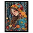 thumbnail image 1 of Artery8 Floral Cloak Woman Forest Flower Folk Tapestry For Living Room Art Print Framed Poster Wall Decor 12x16 inch, 1 of 5