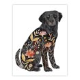 thumbnail image 1 of Artery8 Floral Pattern Black Labrador Dog Lover Design Living Room Unframed Wall Art Print Poster Home Decor Premium, 1 of 3