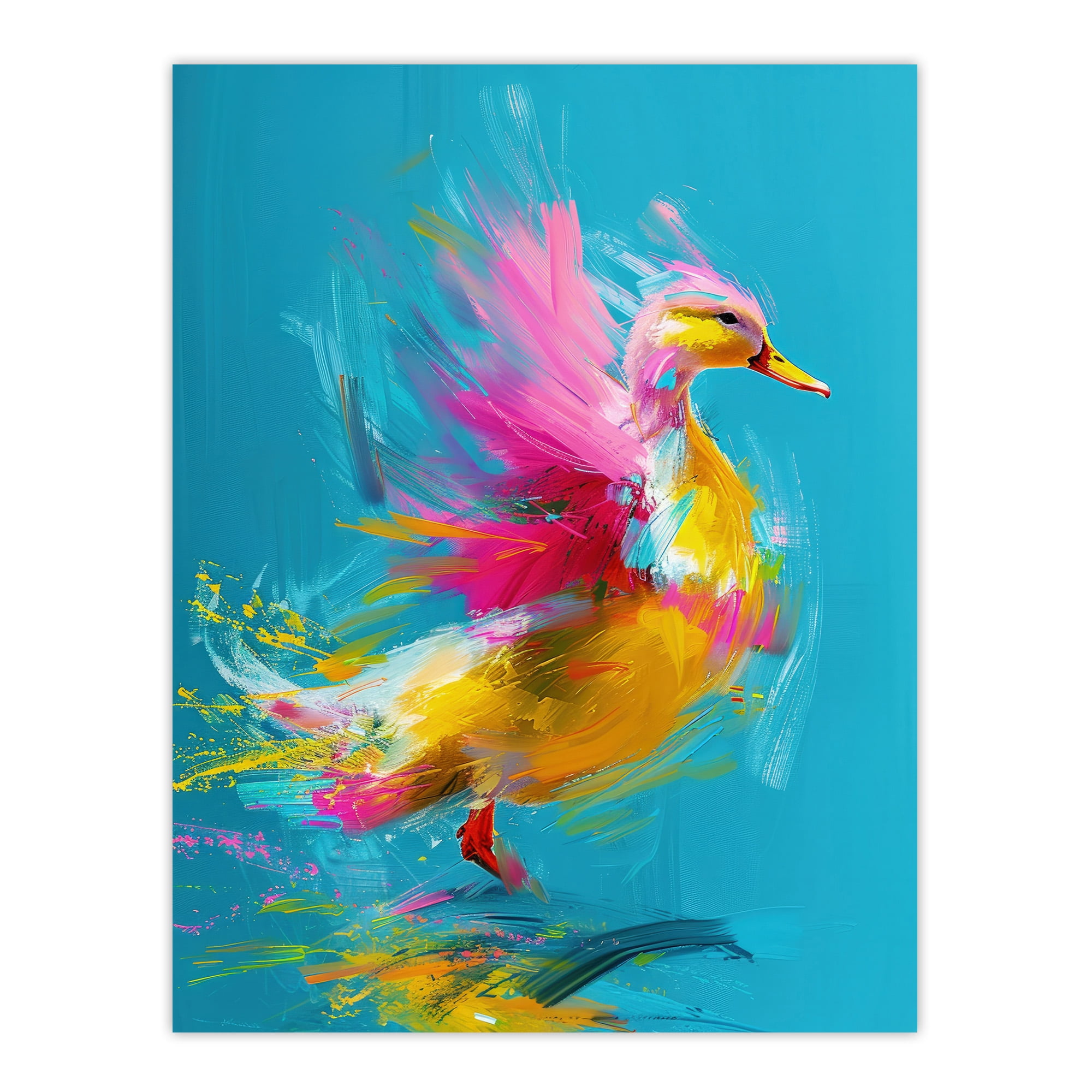 Artery8 Flying Yellow Pink Duck Abstract Oil Painting For Living Room ...
