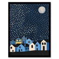 thumbnail image 1 of Artery8 Full Moon Starry Night Over Town Graphic Design Living Room Art Print Framed Poster Wall Decor 12x16 inch, 1 of 3
