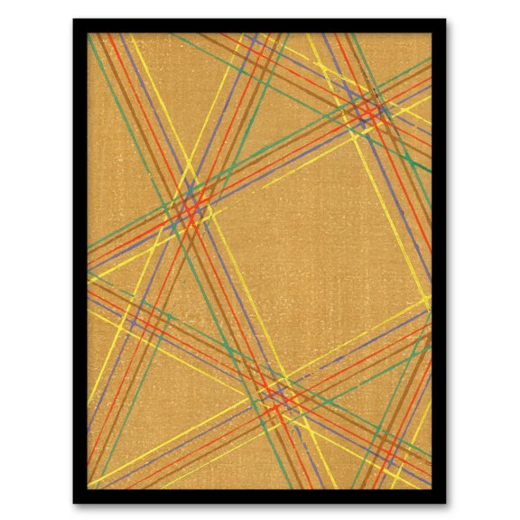 Artery8 Furuya Korin Abstract Geometric Plaid Pattern Framed Wall Art Print Home Décor A4