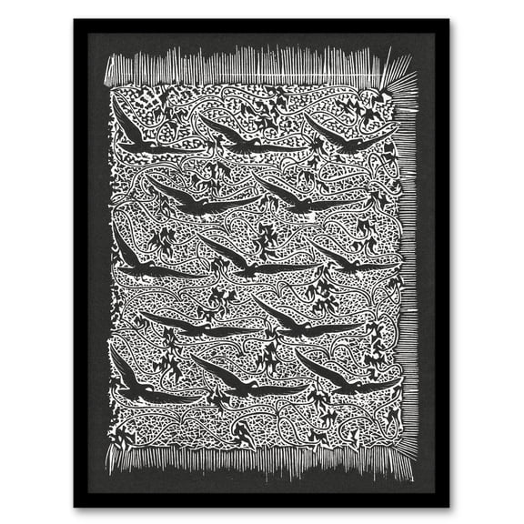 Artery8 Gerrit Willem Dijsselhof Flock of Birds With Plant Motif Framed Wall Art Print Home Décor A4
