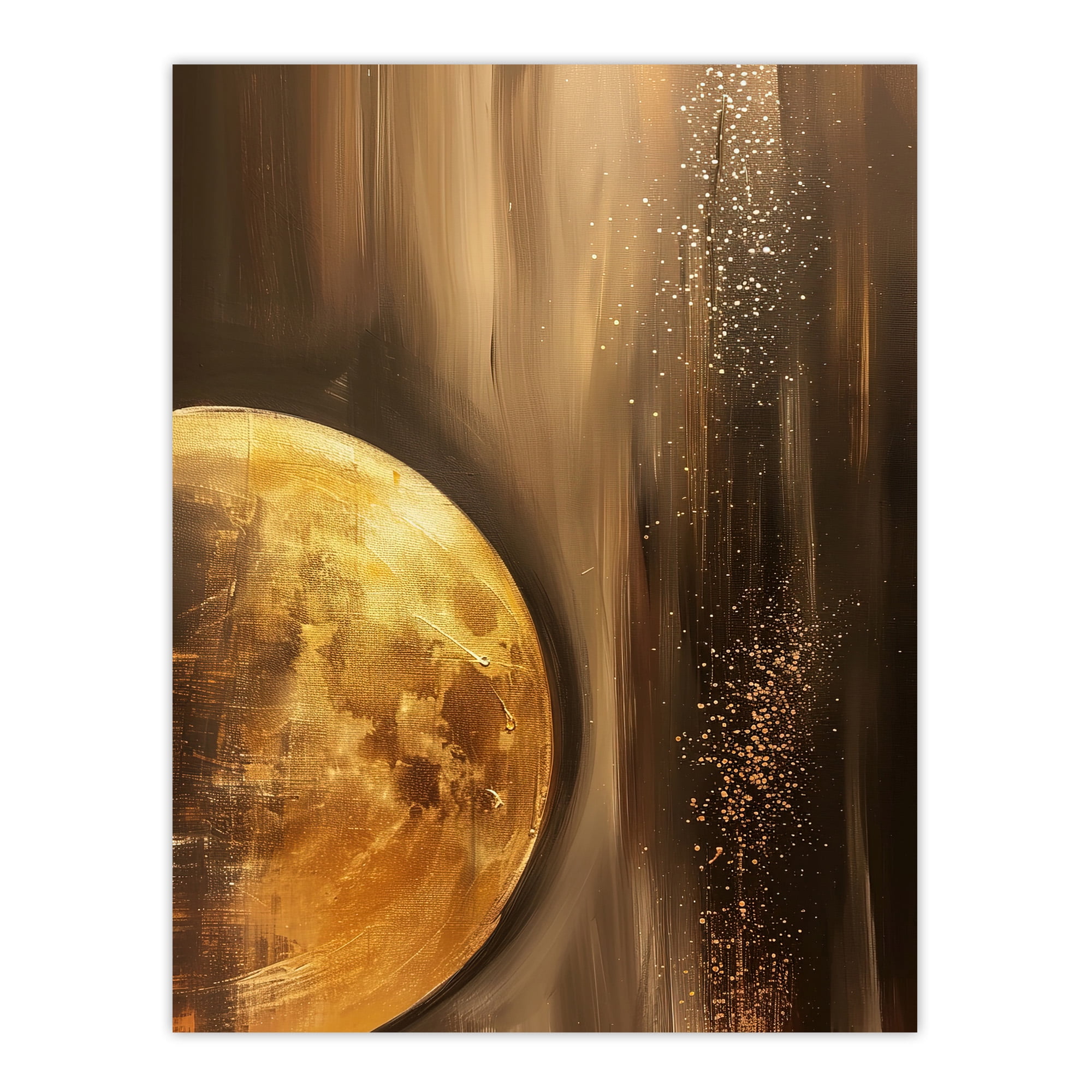 Artery8 Golden Full Moon Milky Way Abstract Oil Painting Living Room
