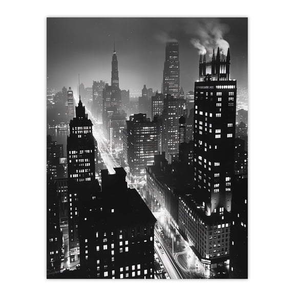 Artery8 Gotham City Black White Cityscape Concept Art Living Room Unframed Wall Art Print Poster Home Decor Premium