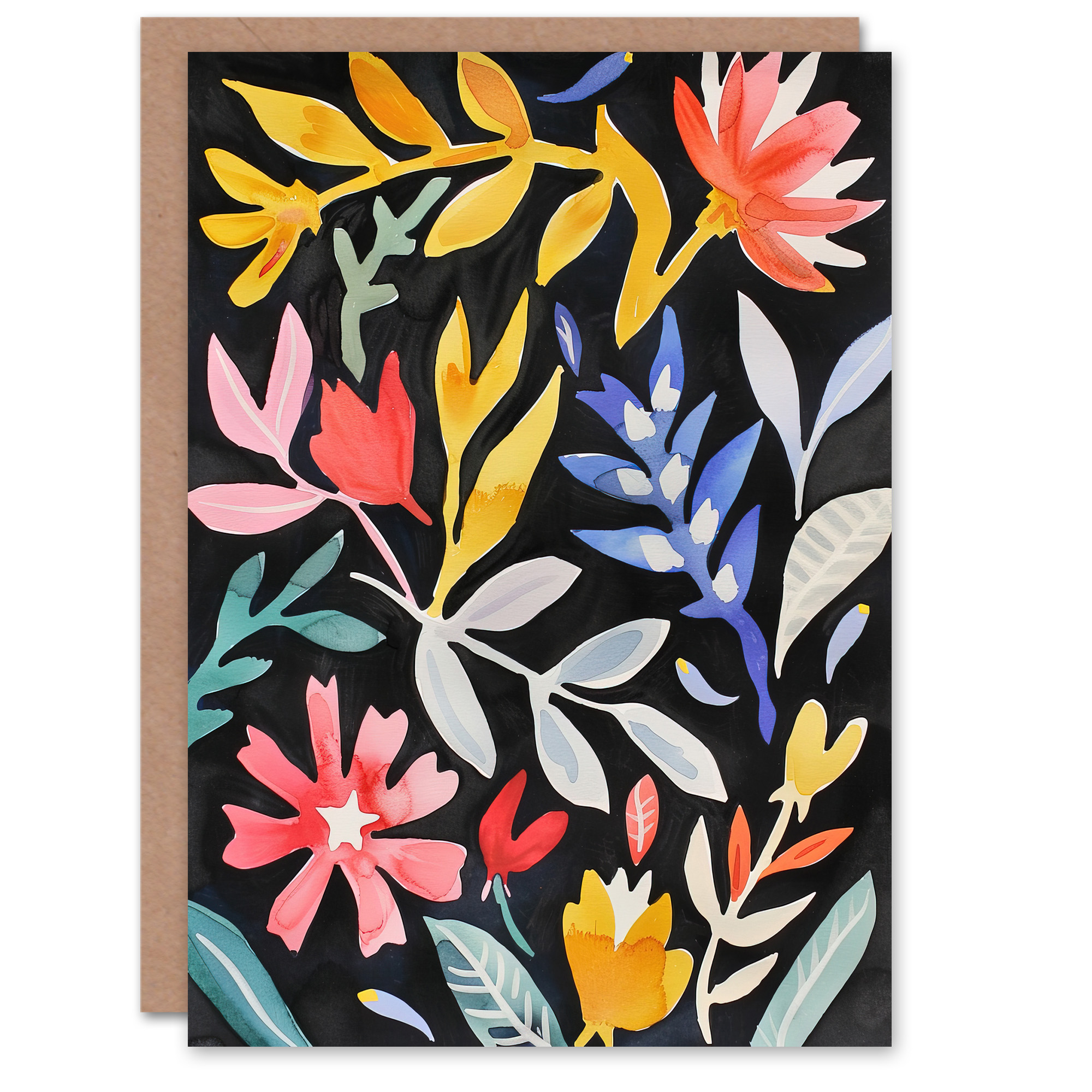 Artery8 Biglietto Di Auguri Artigianale – Teschio Con Margherite – Formato 17,5x12,5 Cm – Bianco Interno