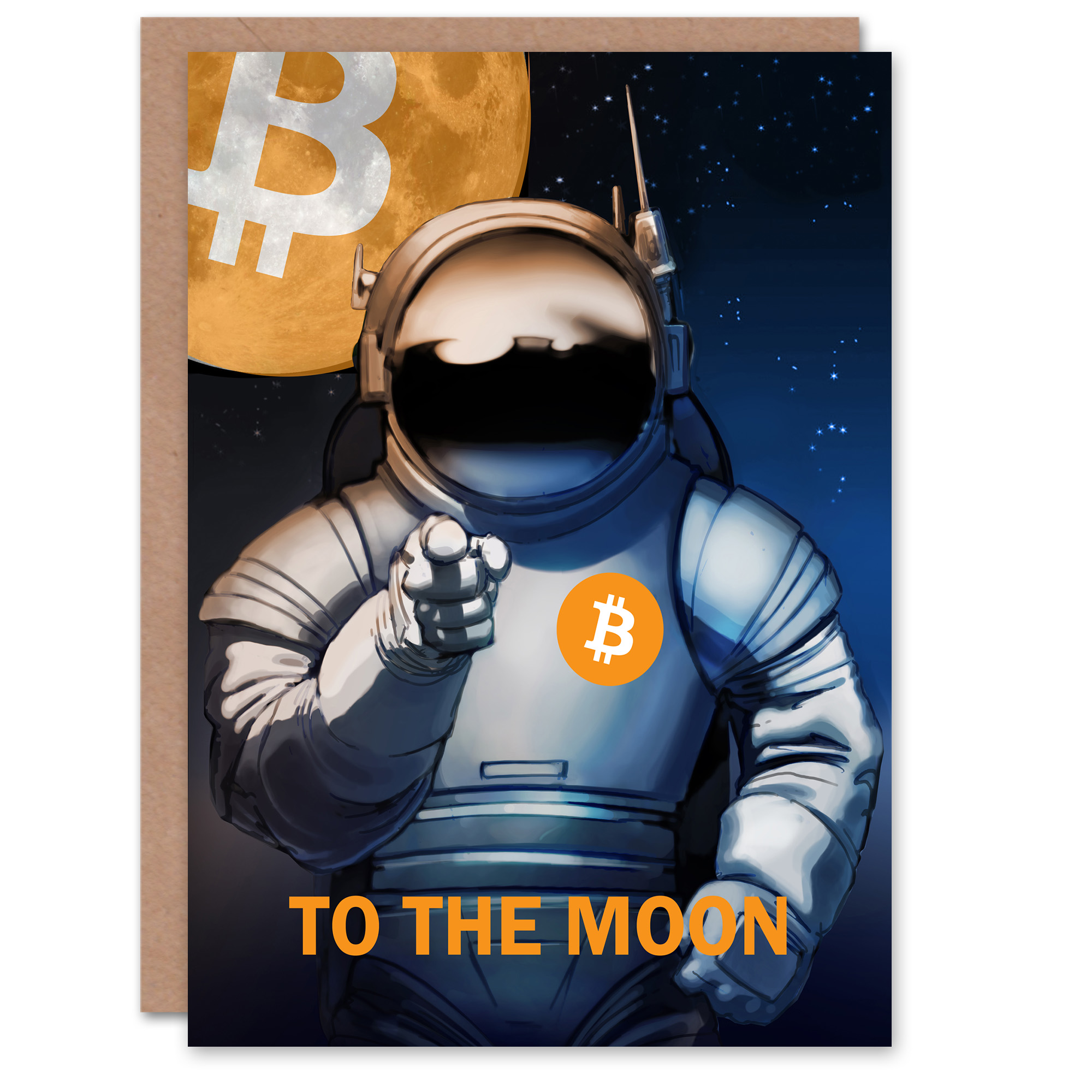 Artery8 Greeting Card Bitcoin To Moon Crypto Astronaut Satoshi Blank For  Him Or Her Art Birthday Card - Walmart Business Supplies