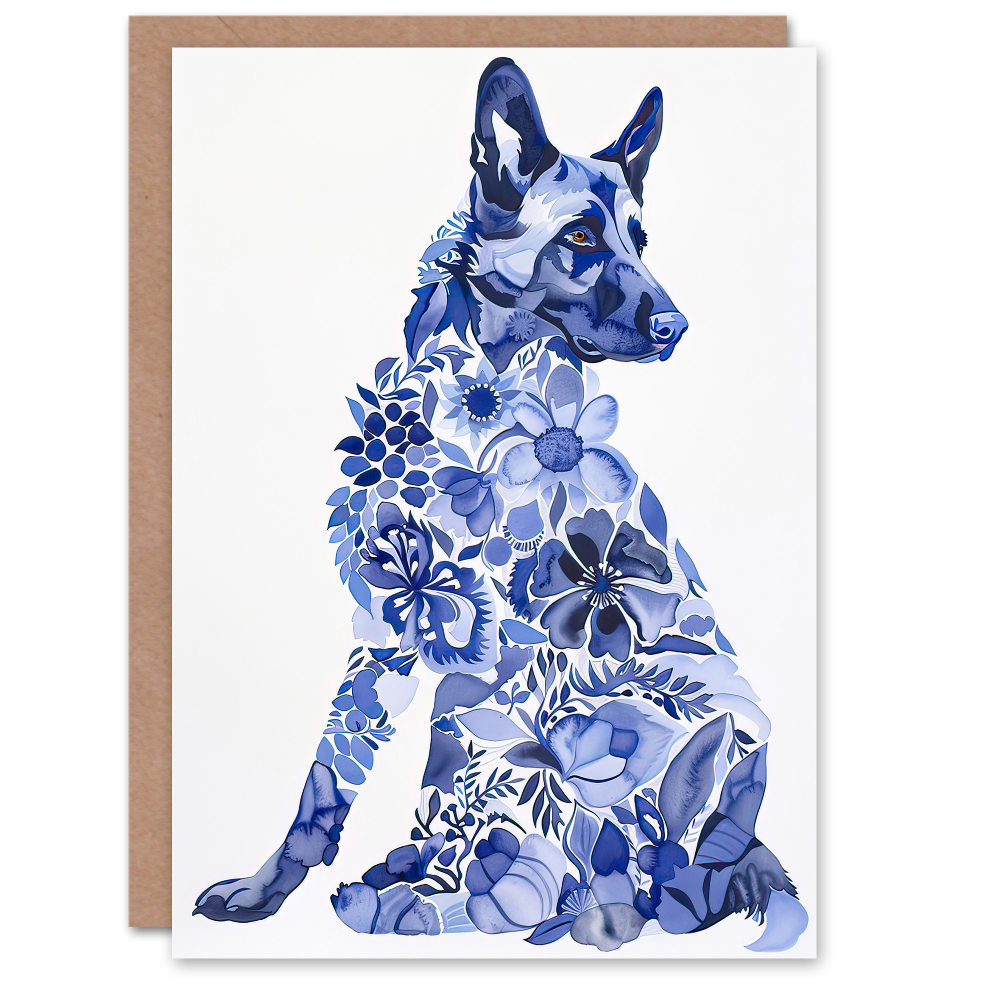 Carte De Noël Dog Lover Avec Arbres Colorés - Double Exposition, Carte Premium Avec Enveloppe De Luxe