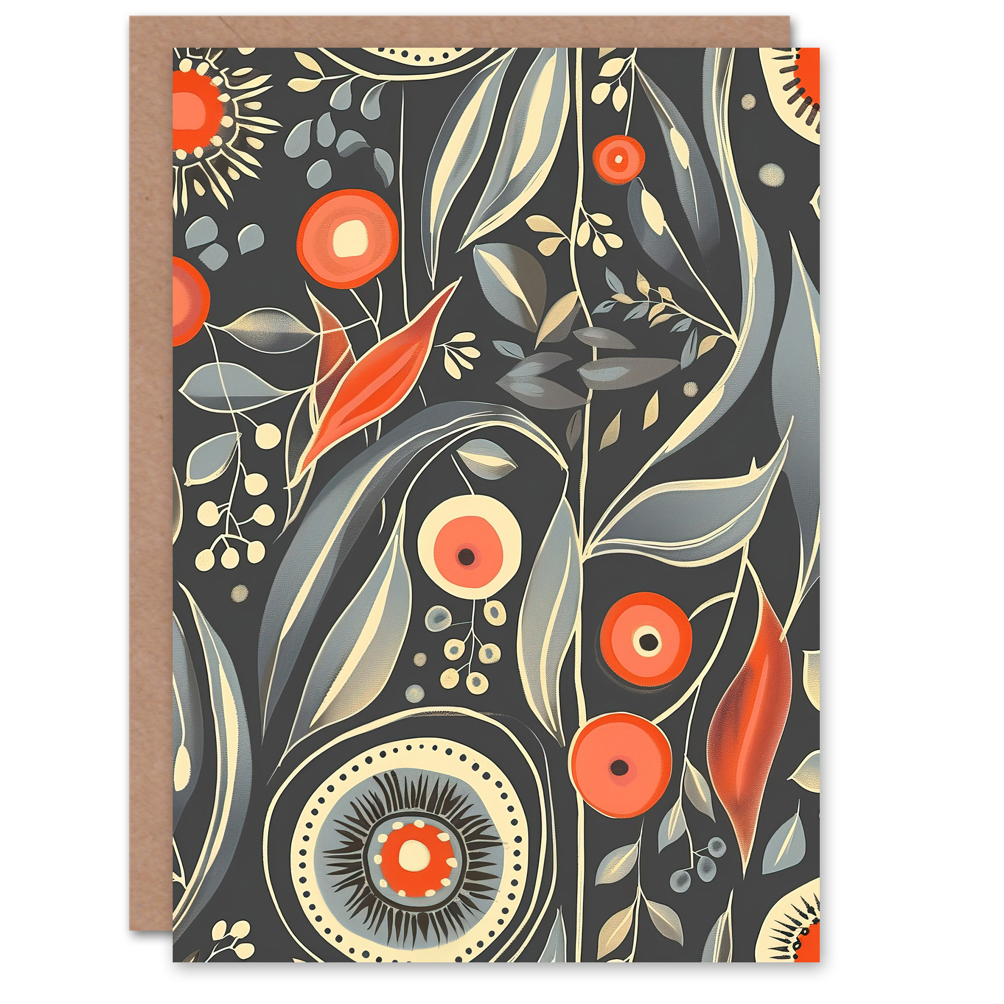 Artery8 Greeting Card Floral Blue and Red Abstract Wildflowers Design ...