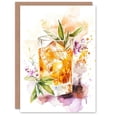thumbnail image 1 of Artery8 Greeting Card Flowers Floral Botanical Alcohol Drink Celebrate Blank For All Him Or Her Art Birthday Card, 1 of 3