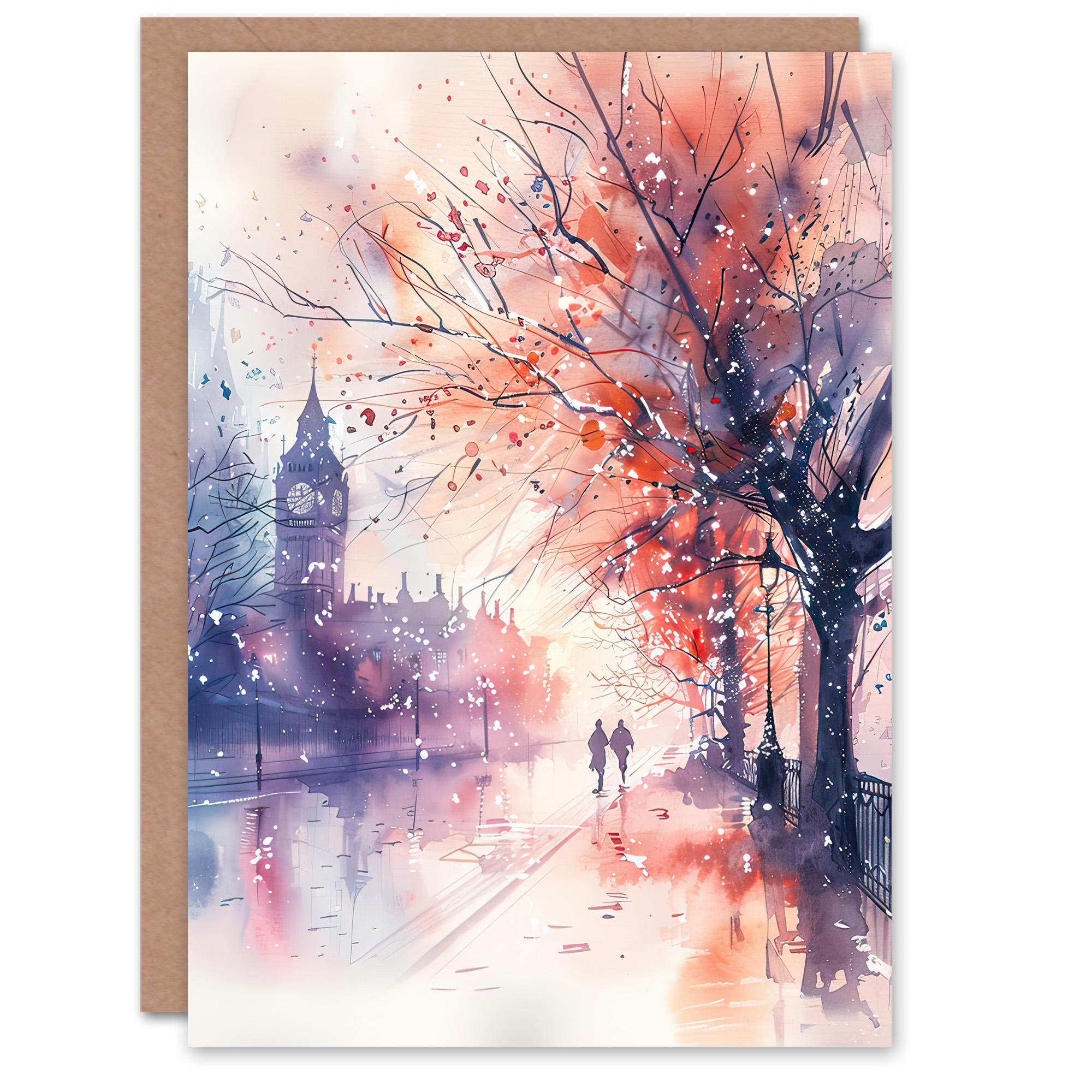 Artery8 Biglietto D'Auguri Bianco Con Gatto, Foresta E Luna, 17,5x12,5 Cm, Qualità Premium Per Compleanno