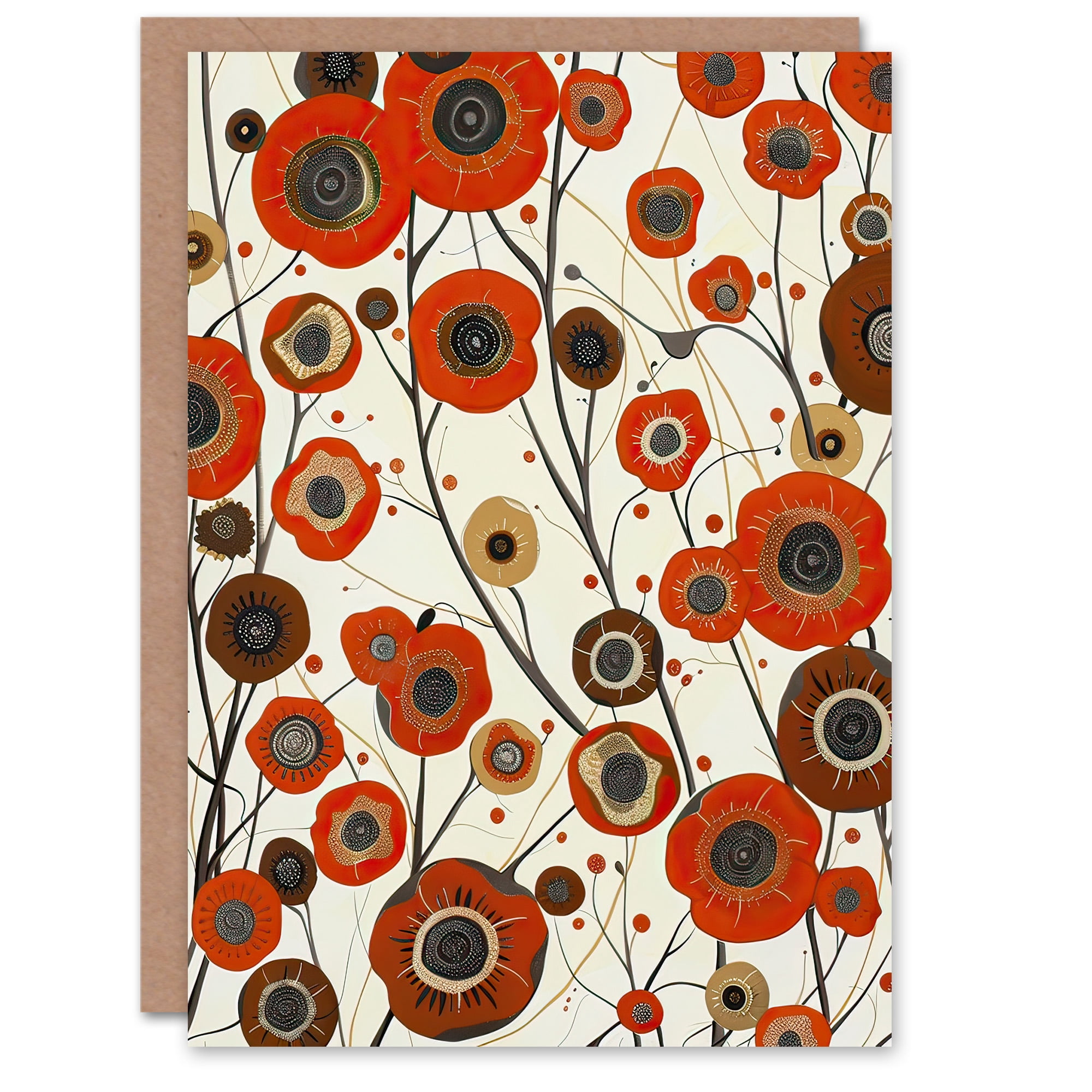 Artery8 Greeting Card Red Poppy Wildflowers Artwork Abstract Floral For ...