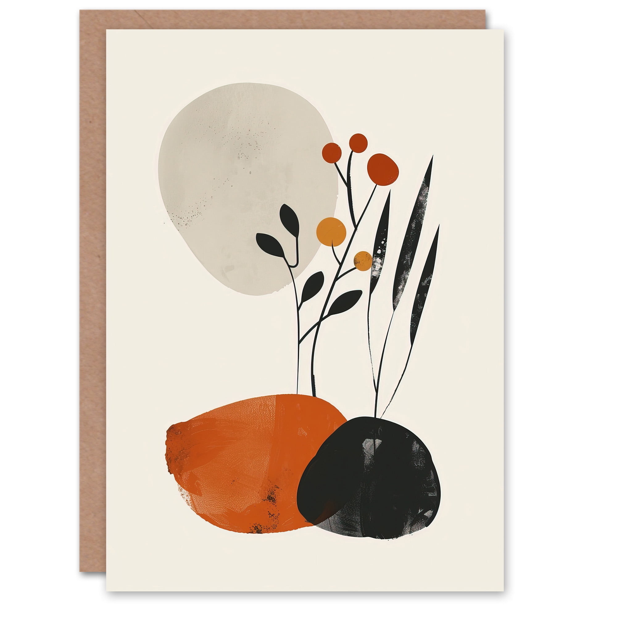 Artery8 Greeting Card Rocks And Wild Flowers Bright Boho Japandi Style ...