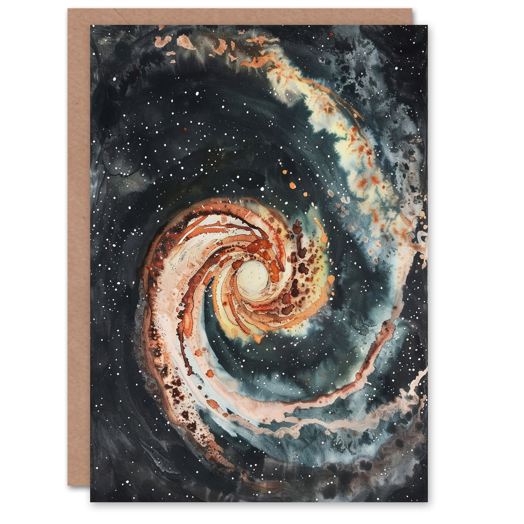 Artery8 Greeting Card Space Whirlpool Spiral Galaxy M51 Watercolour ...