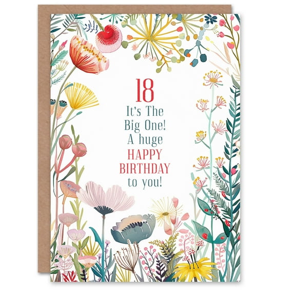Artery8 Greeting Card The Big One 18 Year Old Milestone Floral Flowers For Her Woman Daughter Sister Birthday Card