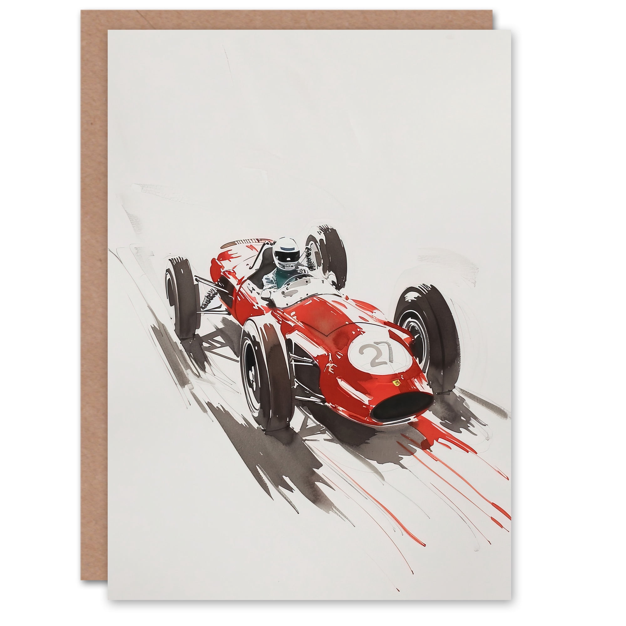 Biglietto Di Auguri Uomo Ciclismo – Acquerello Con Ciclista In Azione – Artery8 17,5x12,5 Cm - 3