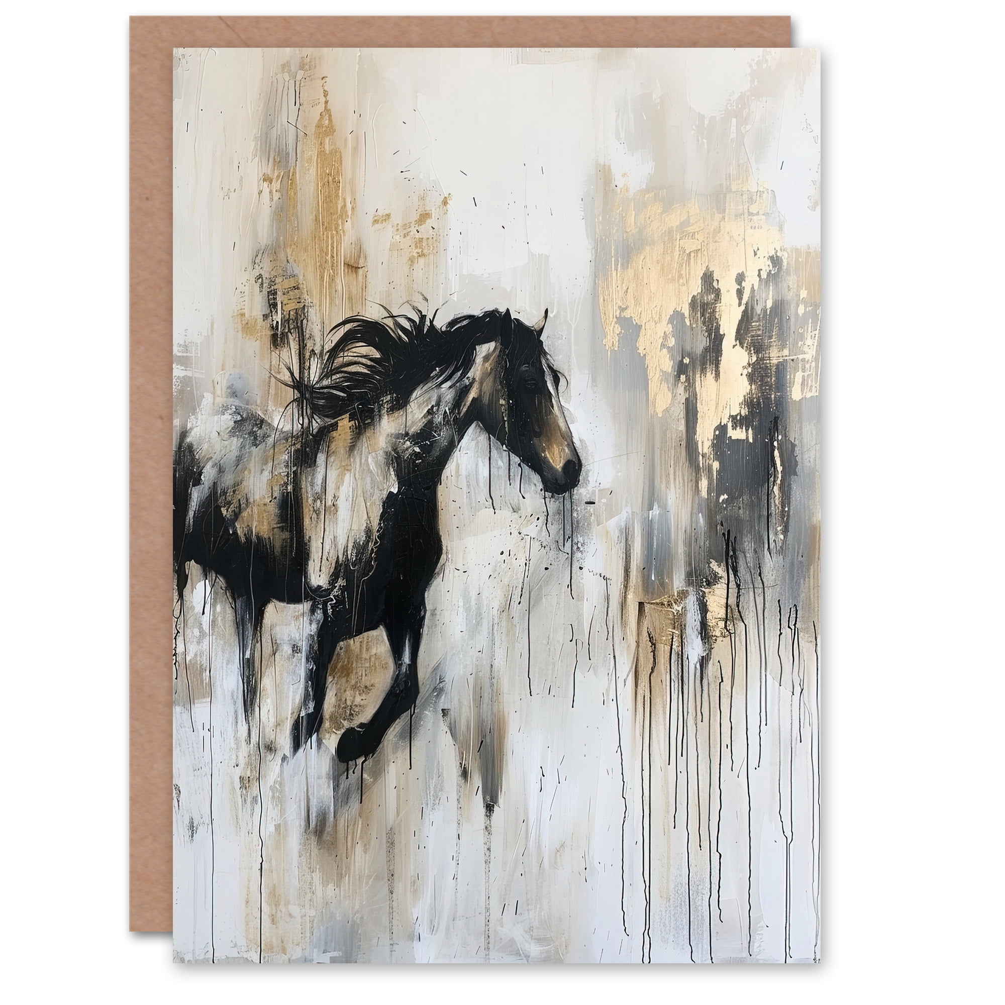 Artery8 Grußkarte „Weißes Pferd“ – Aquarell Design Hellblau, Blanko-Innenseite | Kunstvolle Geburtstagskarte Für Ihn & Sie
