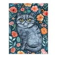 thumbnail image 1 of Artery8 Grumpy Blue Exotic Shorthair Cat Floral Portrait Living Room Unframed Wall Art Print Poster Home Decor Premium, 1 of 3