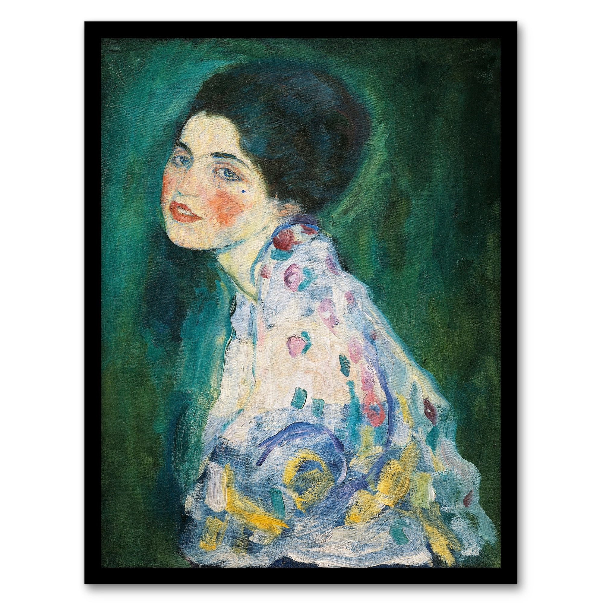 Artery8 Gustav Klimt Portrait of a Lady in Floral Dress Framed Wall Art ...