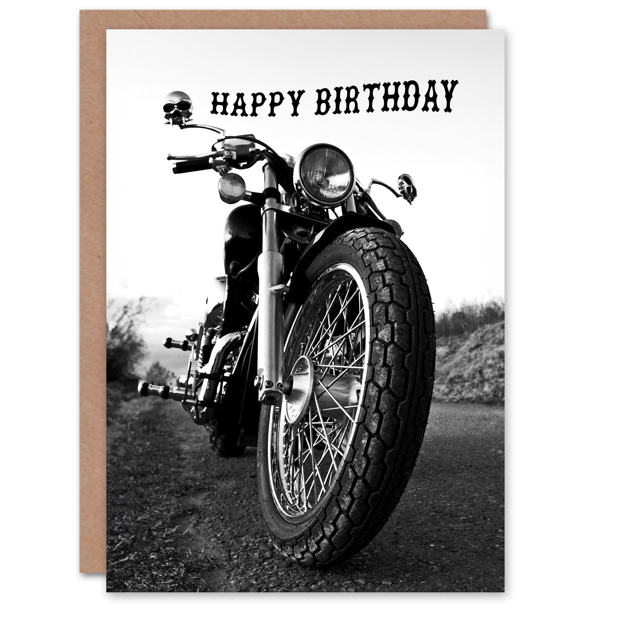 Artery8 Happy Birthday Motorbike Motorcycle Front View Birthday