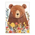 thumbnail image 1 of Artery8 Happy Brown Bear in Wildflower Patch Watercolour Kids Bedroom Nursery Large Wall Art Poster Print Thick Paper 18X24 Inch, 1 of 3