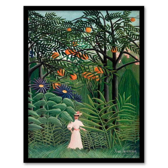 Artery8 Henri Rousseau Woman Walking in an Exotic Forest Framed Wall Art Print Home Décor A3