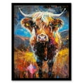 thumbnail image 1 of Artery8 Highland Cow Scottish Hairy Coo Paint Splat For Living Room Artwork Framed Wall Art Print A4, 1 of 5