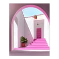 thumbnail image 1 of Artery8 Italian Courtyard Plants Pink Steps Minimalist Living Room Unframed Wall Art Print Poster Home Decor, 1 of 3