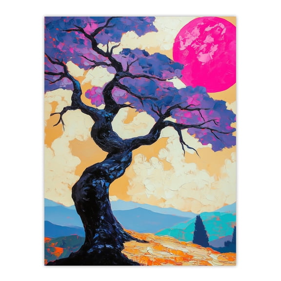 Artery8 Jacaranda Purple Flower Tree Sunset Landscape Living Room Unframed Wall Art Print Poster Home Decor