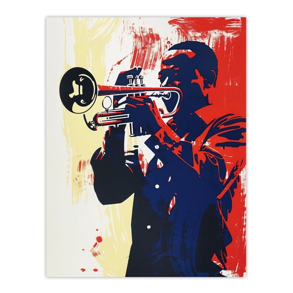 Artery8 Jazz Music Trumpet Player Portrait Graphic Design Living Room Unframed Wall Art Print Poster Home Decor Premium