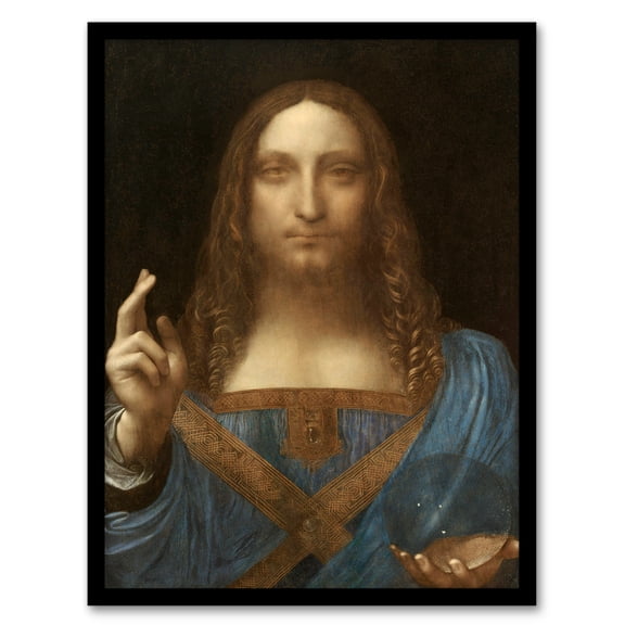 Artery8 Leonardo da Vinci Salvator Mundi World Savior Framed Wall Art Print Home Décor A4