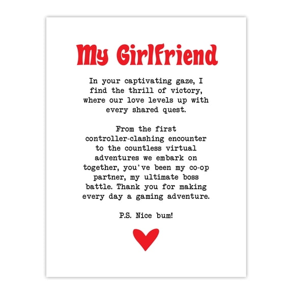 Artery8 Love Poem Gamer Nerd Girlfriend Romantic Poetry Bedroom Unframed Wall Art Print Poster Home Decor Premium