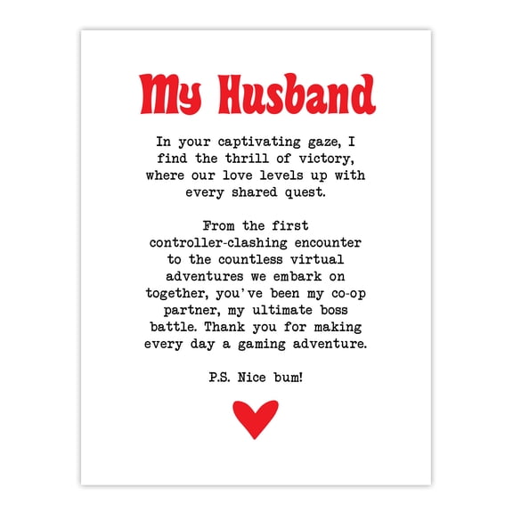 Artery8 Love Poem Gamer Nerd Husband Romantic Poetry Fun Bedroom Unframed Wall Art Print Poster Home Decor Premium