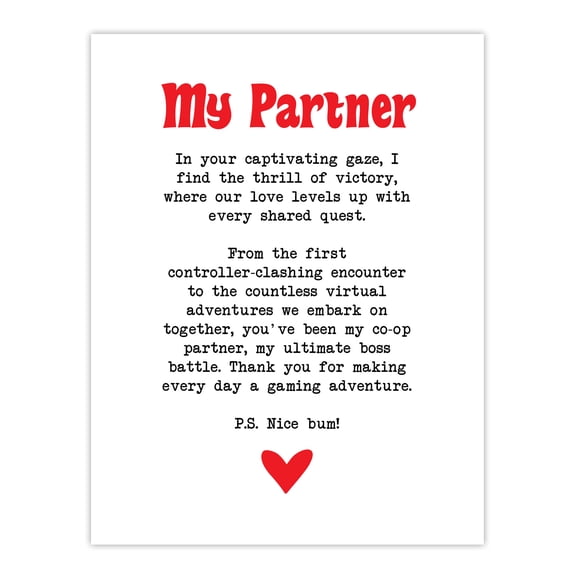 Artery8 Love Poem Gamer Nerd Partner Romantic Poetry Fun Bedroom Unframed Wall Art Print Poster Home Decor Premium