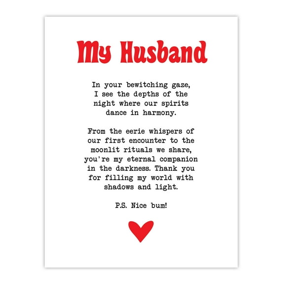 Artery8 Love Poem Goth Husband Romantic Poetry Fun Bedroom Large Wall Art Poster Print Thick Paper 18X24 Inch