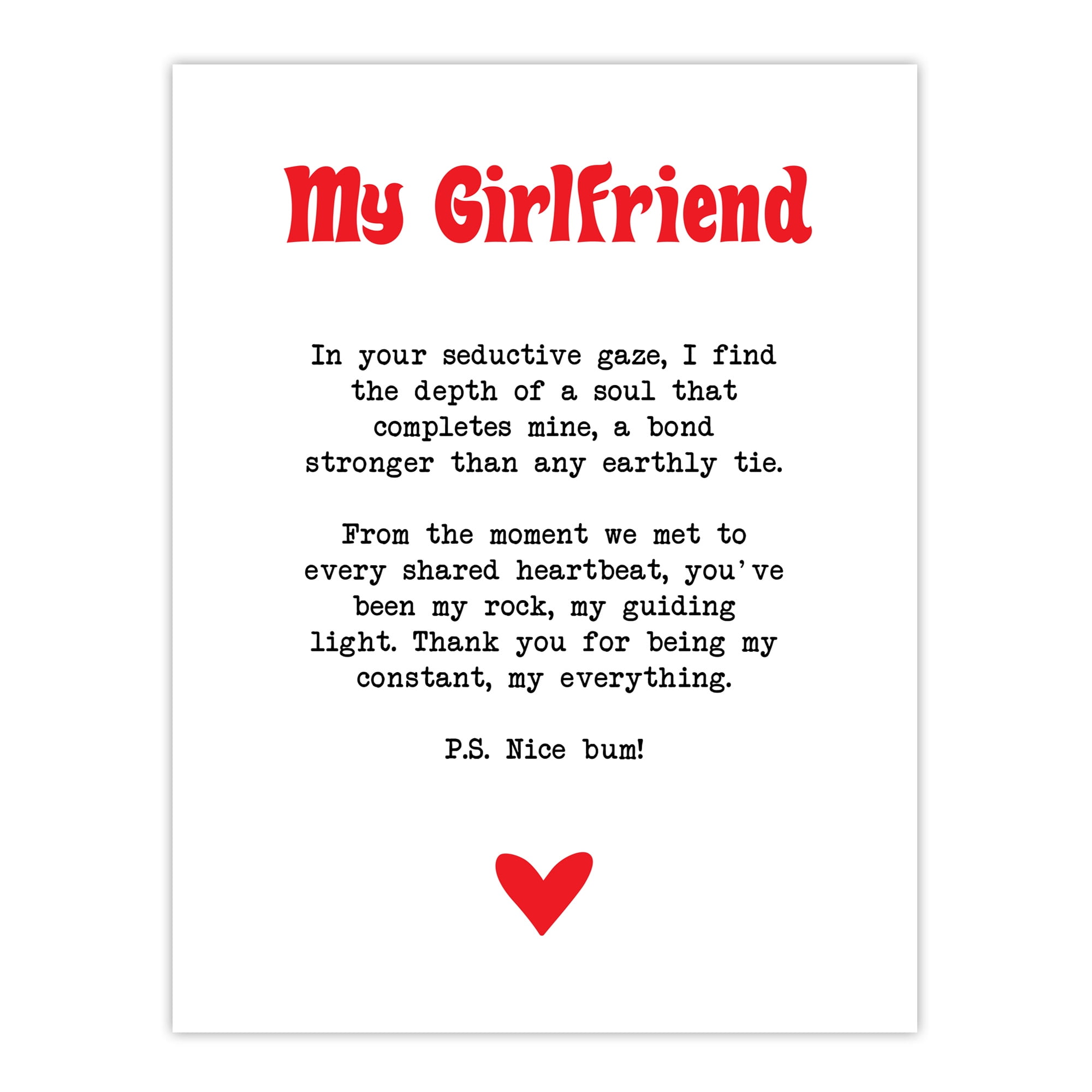 Artery8 Love Poem My Everything Girlfriend Romantic Sweet Bedroom Extra  Large XL Wall Art Poster Print - Walmart.com, image size:2000x2000