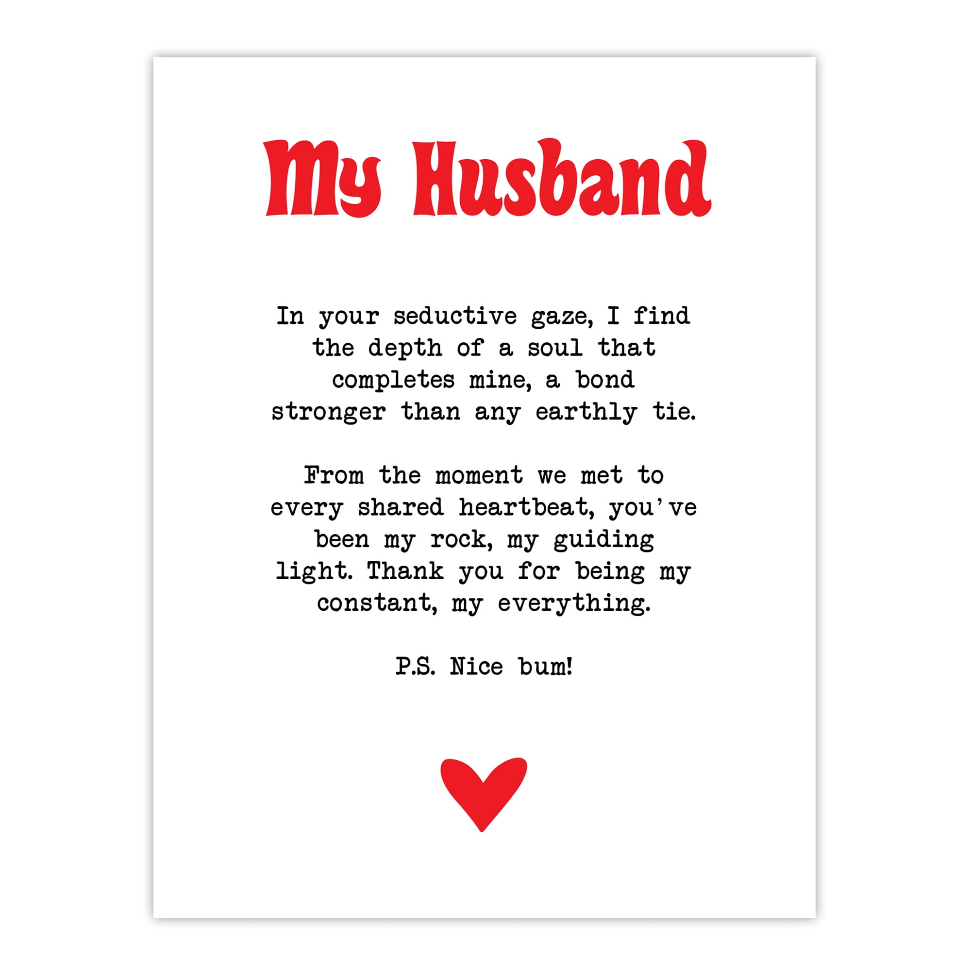 Artery8 Love Poem My Everything Husband Romantic Poetry Bedroom Extra Large  XL Wall Art Poster Print - Walmart.com, image size:2000x2000