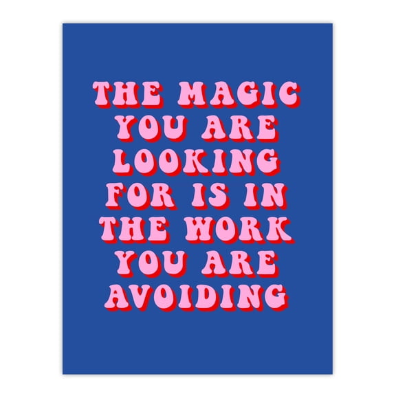 Artery8 Magic Work Avoiding Dipen Parmar Pink Blue Quote Living Room Unframed Wall Art Print Poster Home Decor Premium