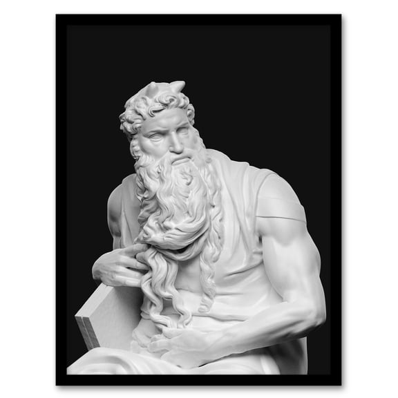 Artery8 Michelangelo Buonarroti Moses Sculpture Statue Framed Wall Art Print Home Décor A4