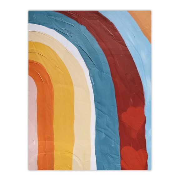 Artery8 Mid Century Modern Rainbow Painting Abstract Boho Kids Bedroom Large Wall Art Poster Print Thick Paper 18X24 Inch