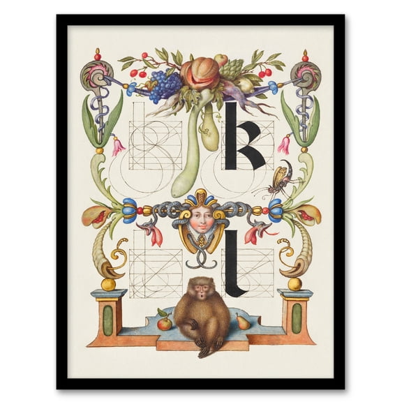 Artery8 Model Book of Calligraphy Pictorial Letter Guide K and l Framed Wall Art Print Home Décor A4