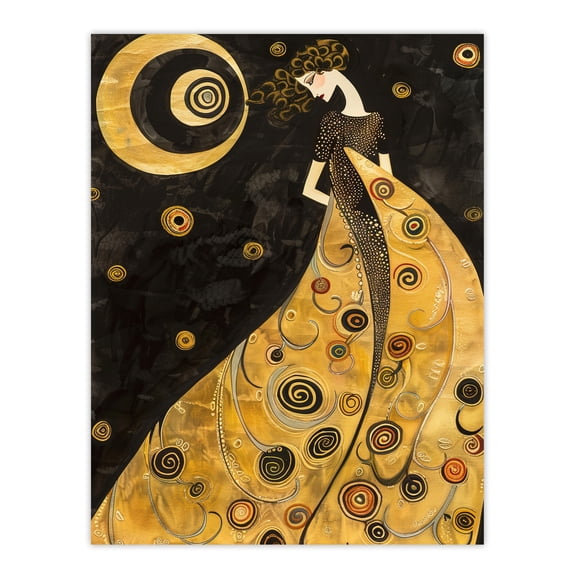 Artery8 Moon Goddess Gold Black Klimt Style Conceptual Art Living Room Unframed Wall Art Print Poster Home Decor Premium