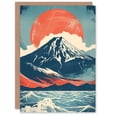 thumbnail image 1 of Artery8 Mount Fuji Sun Japanese Bold Artwork Blue Orange Greeting Birthday Card Him Her All Blank, 1 of 3