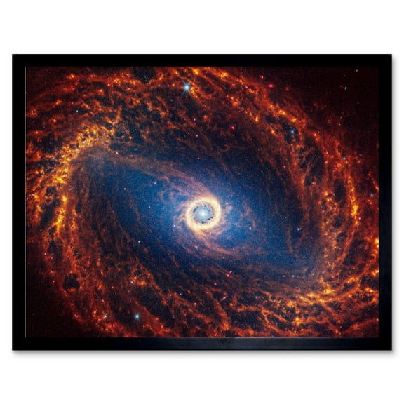 Artery8 NASA James Webb Telescope View of Spiral Galaxy NGC 1512 Living Room Art Print Framed Poster Wall Decor 12x16 inch