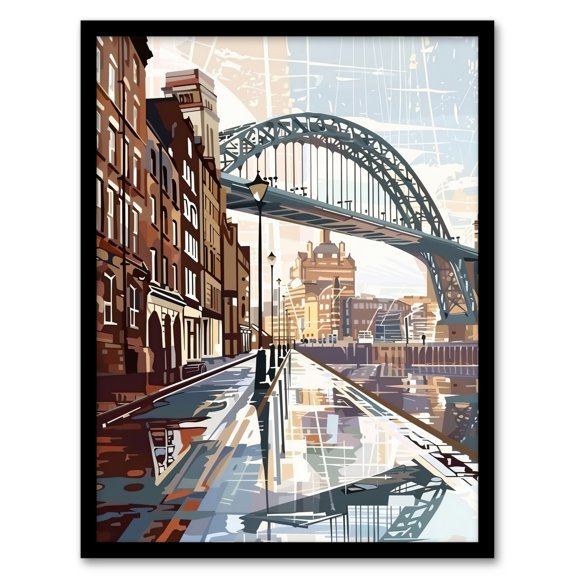 Artery8 Newcastle Tyne Bridge Abstract Cityscape England Living Room Artwork Framed Wall Art Print A4