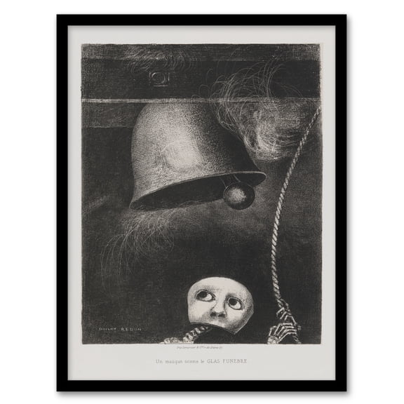 Artery8 Odilon Redon A Mask Tolls The Funeral Knell Framed Wall Art Print Home Décor A3