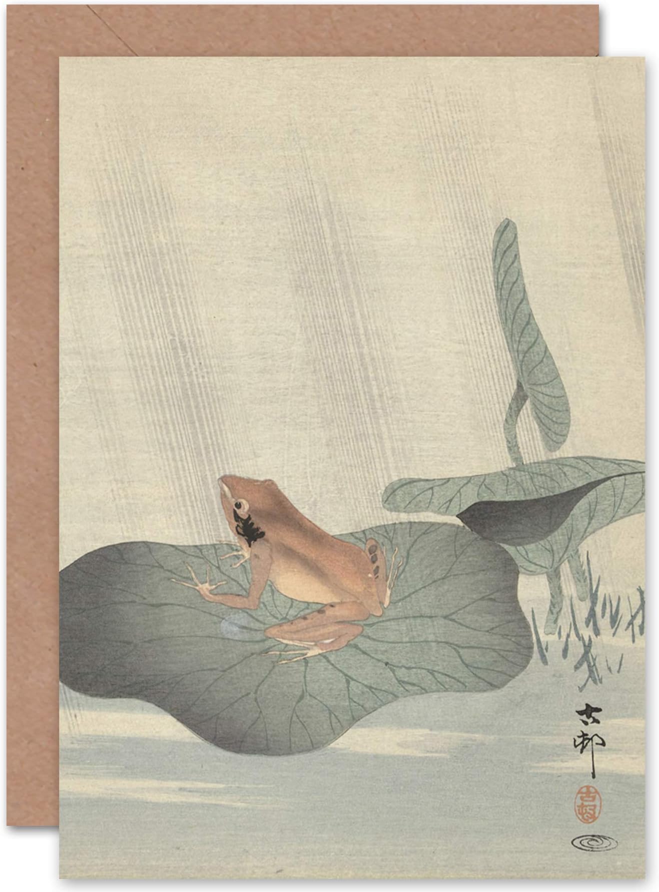 Japanische Malerei Weihnachtskarte – Kuckuck Im Regen, 17,5x12,5 Cm, Mit Umschlag